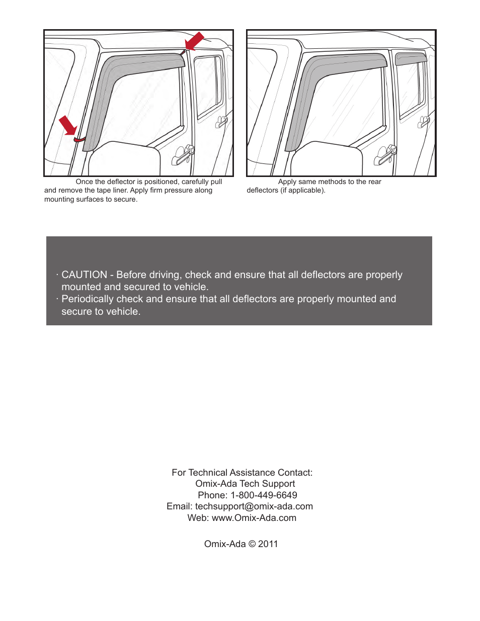 Safety information | Rugged Ridge Window Rain Deflectors, 07-14 Jeep Wrangler (JK) User Manual | Page 2 / 2