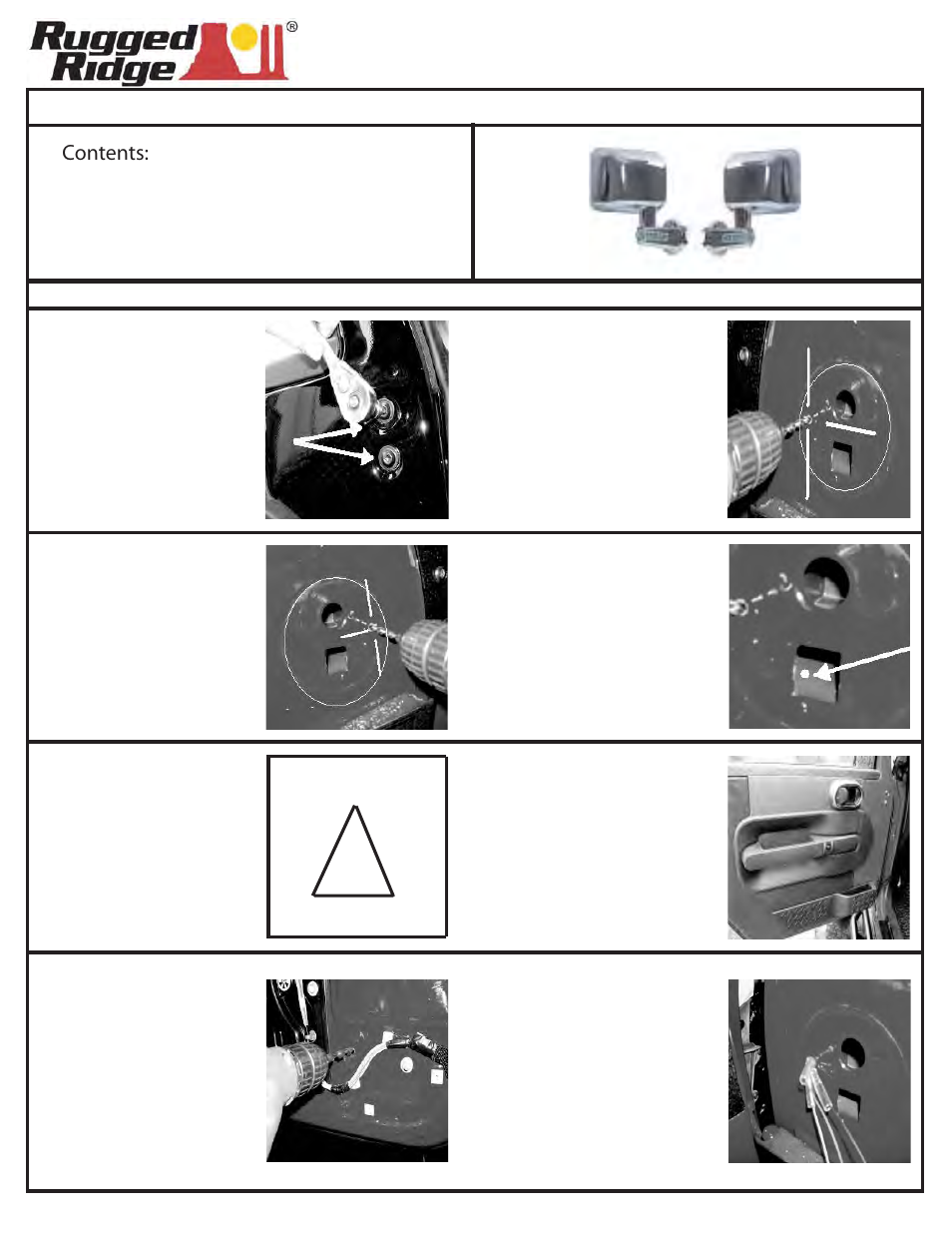 Rugged Ridge Door Mirrors with LED Turn Signals, Chrome, 07-14 Jeep Wrangler (JK) User Manual | 2 pages