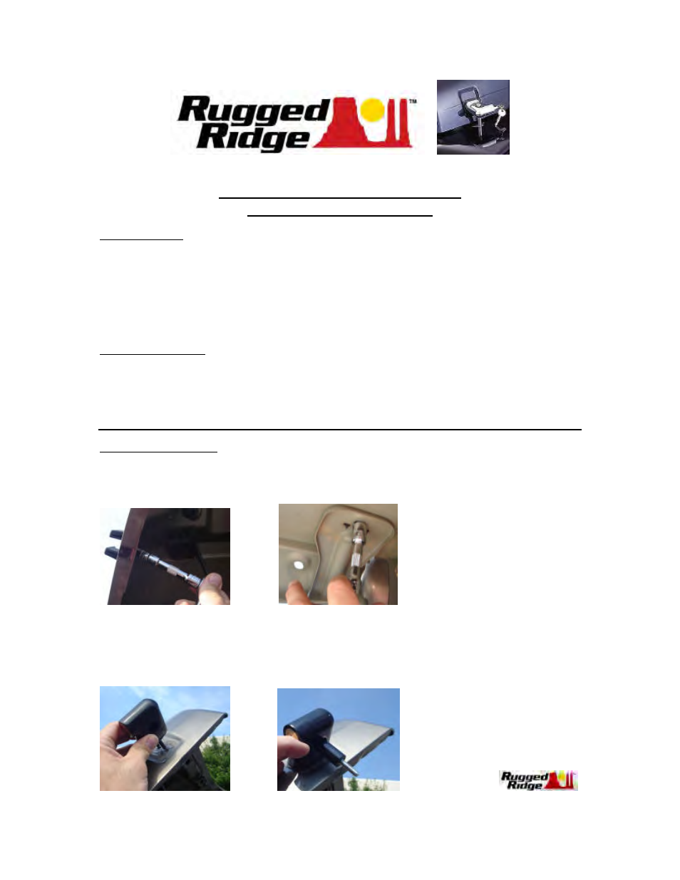Rugged Ridge Locking Hood Catch Kit, Chrome, 97-06 Jeep Wrangler User Manual | 2 pages