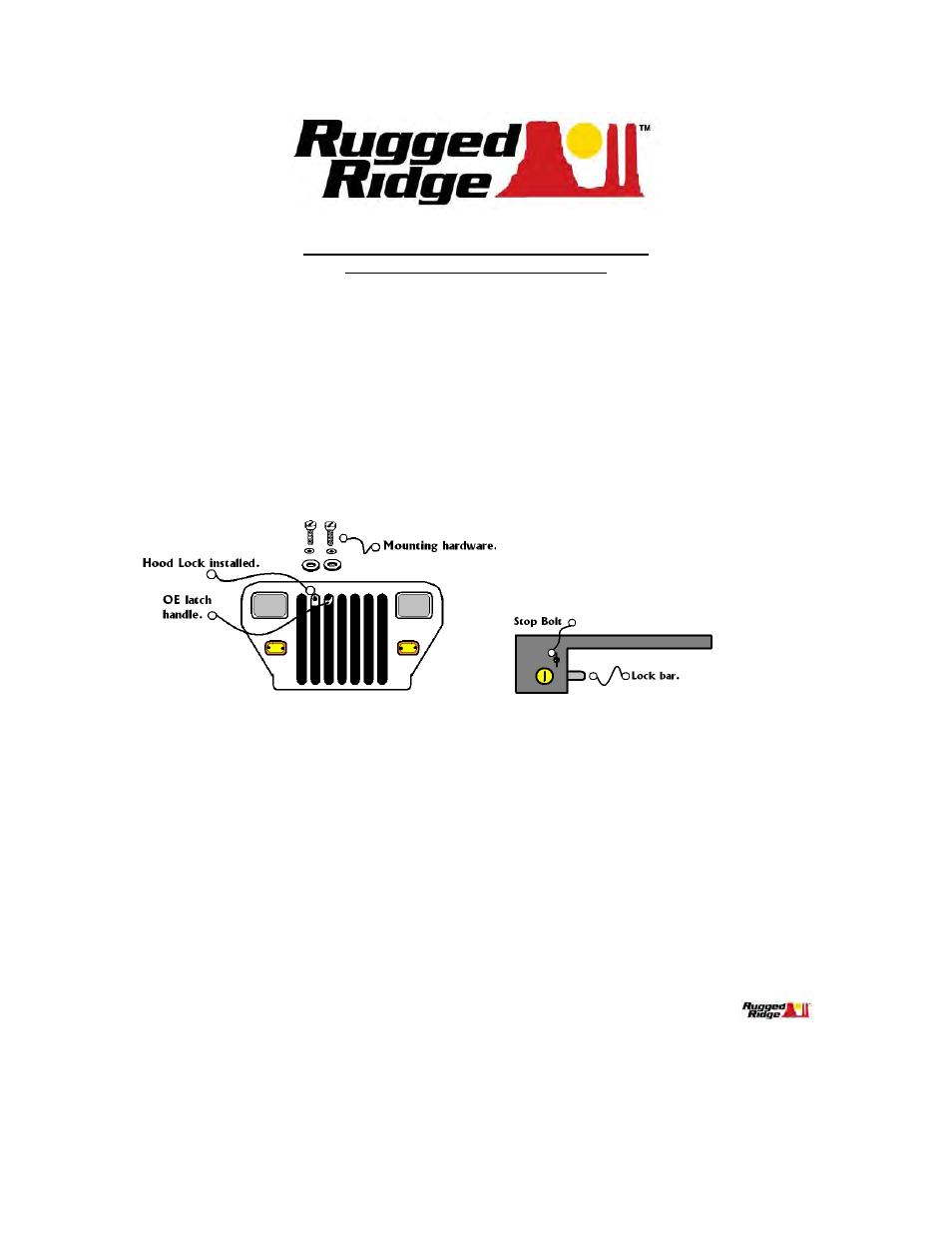 Rugged Ridge Hood Lock Kit, 87-95 Jeep Wrangler (YJ) User Manual | 2 pages
