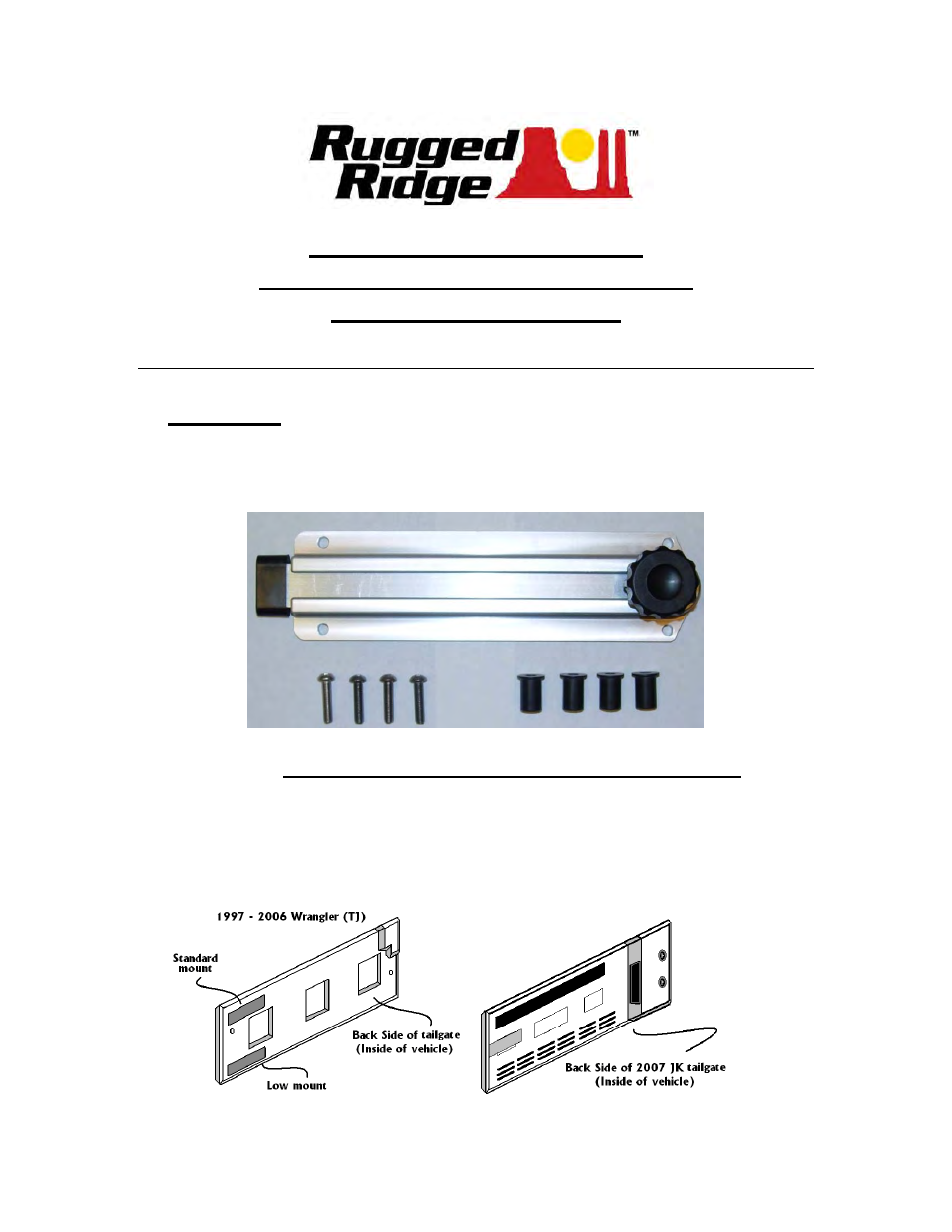 Rugged Ridge Billet Aluminum Tailgate Stop, 87-14 Jeep Wrangler User Manual | 3 pages