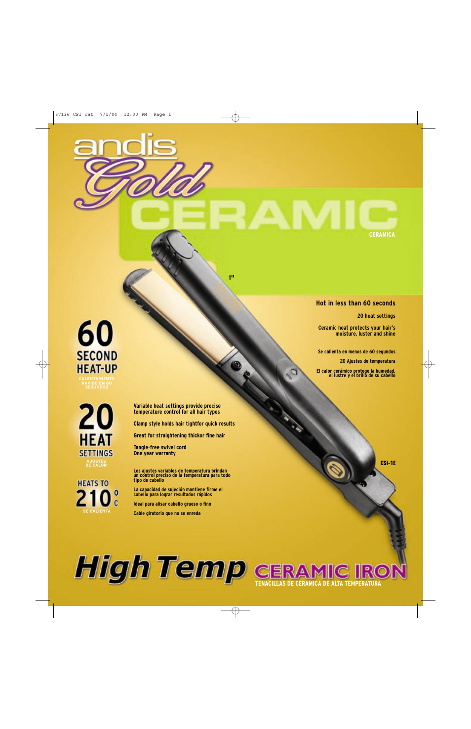 Andis Company Gold CSI-1E User Manual | 1 page