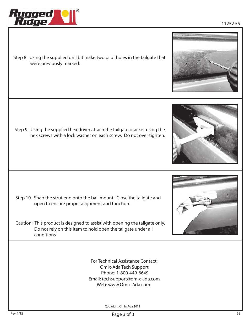 Rugged Ridge Tailgate Assist Kit, 07-10 Jeep Wrangler (JK) User Manual | Page 3 / 3