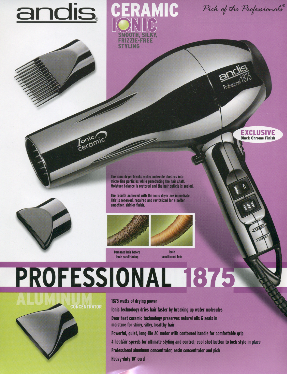Andis Company Ceramic Ionic 1875 User Manual | 1 page