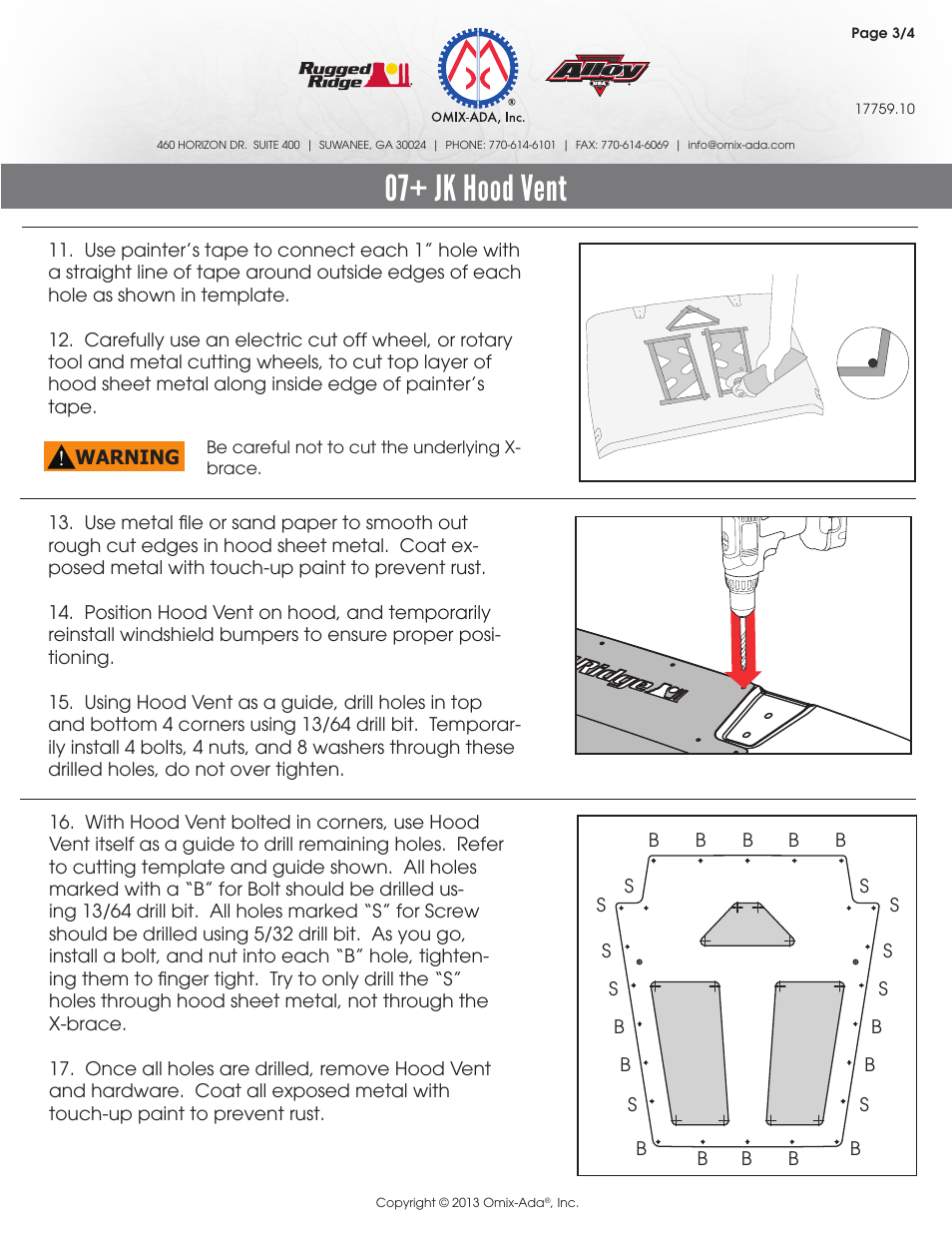 07+ jk hood vent | Rugged Ridge Hood Vent Insert, Black, 07-14 Wrangler (JK) User Manual | Page 3 / 4