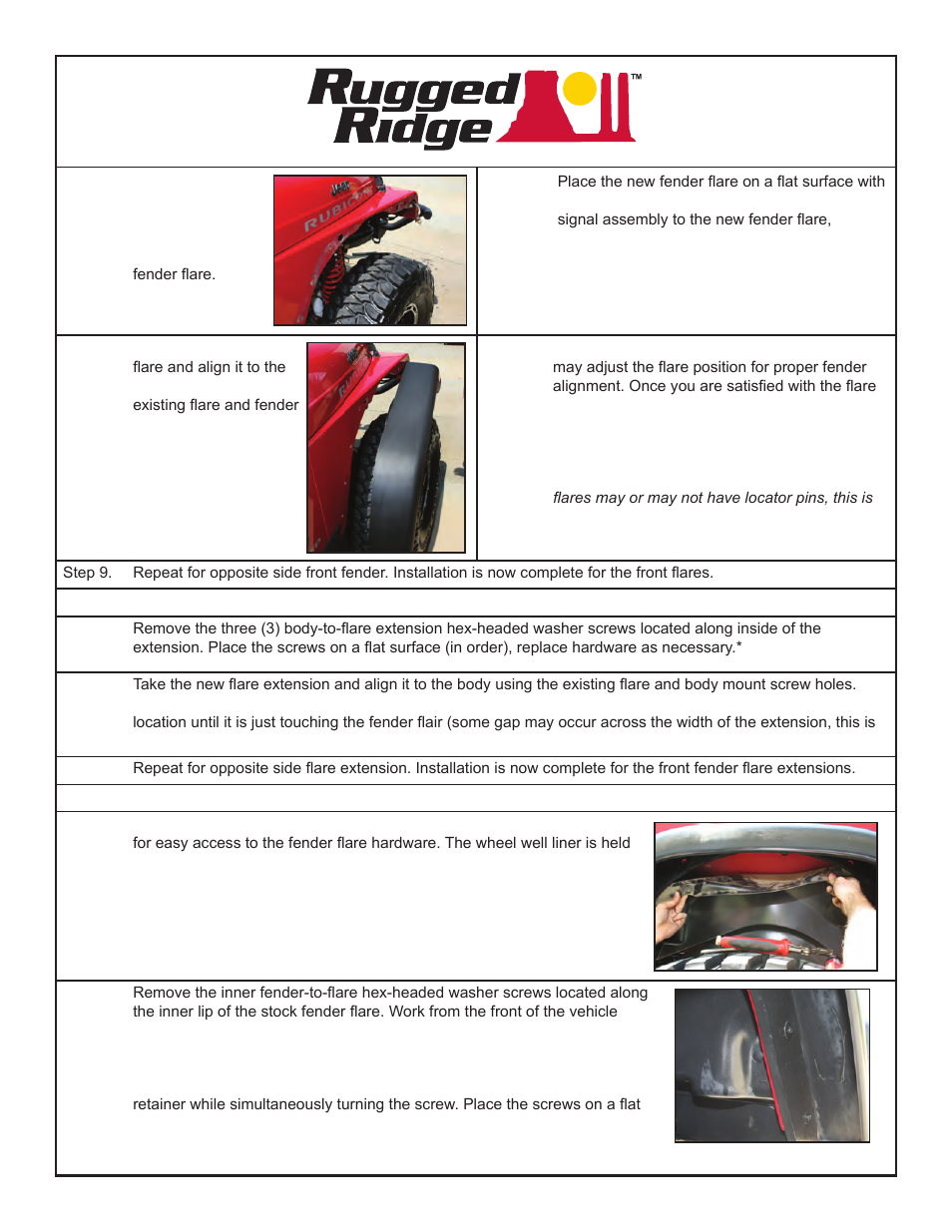 Rugged Ridge 7-Inch Fender Flare Kit, 97-06 Jeep Wrangler User Manual | Page 2 / 3