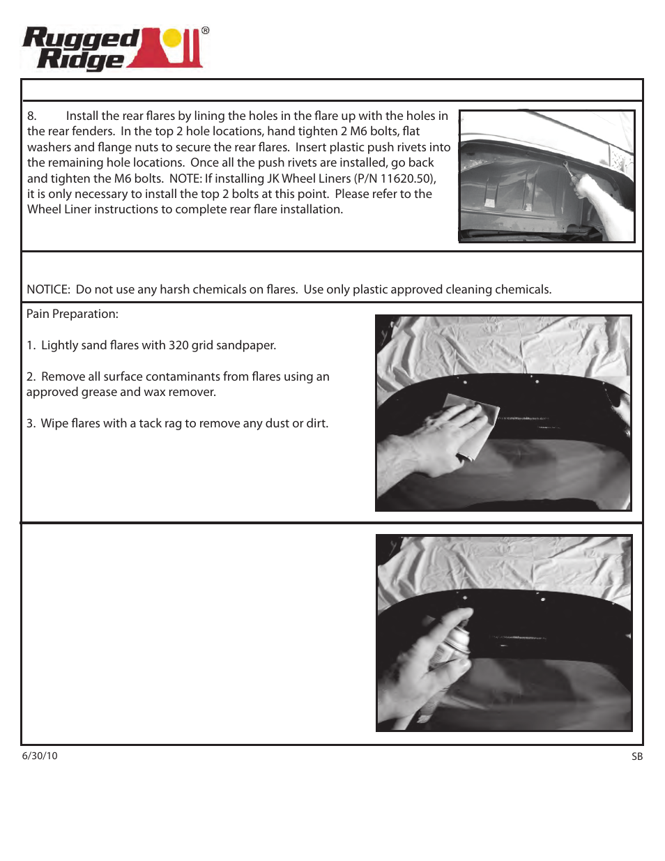 Optional painting instructions | Rugged Ridge All Terrain Flat Fender Flare Kit, 07-14 Jeep Wrangler User Manual | Page 3 / 3