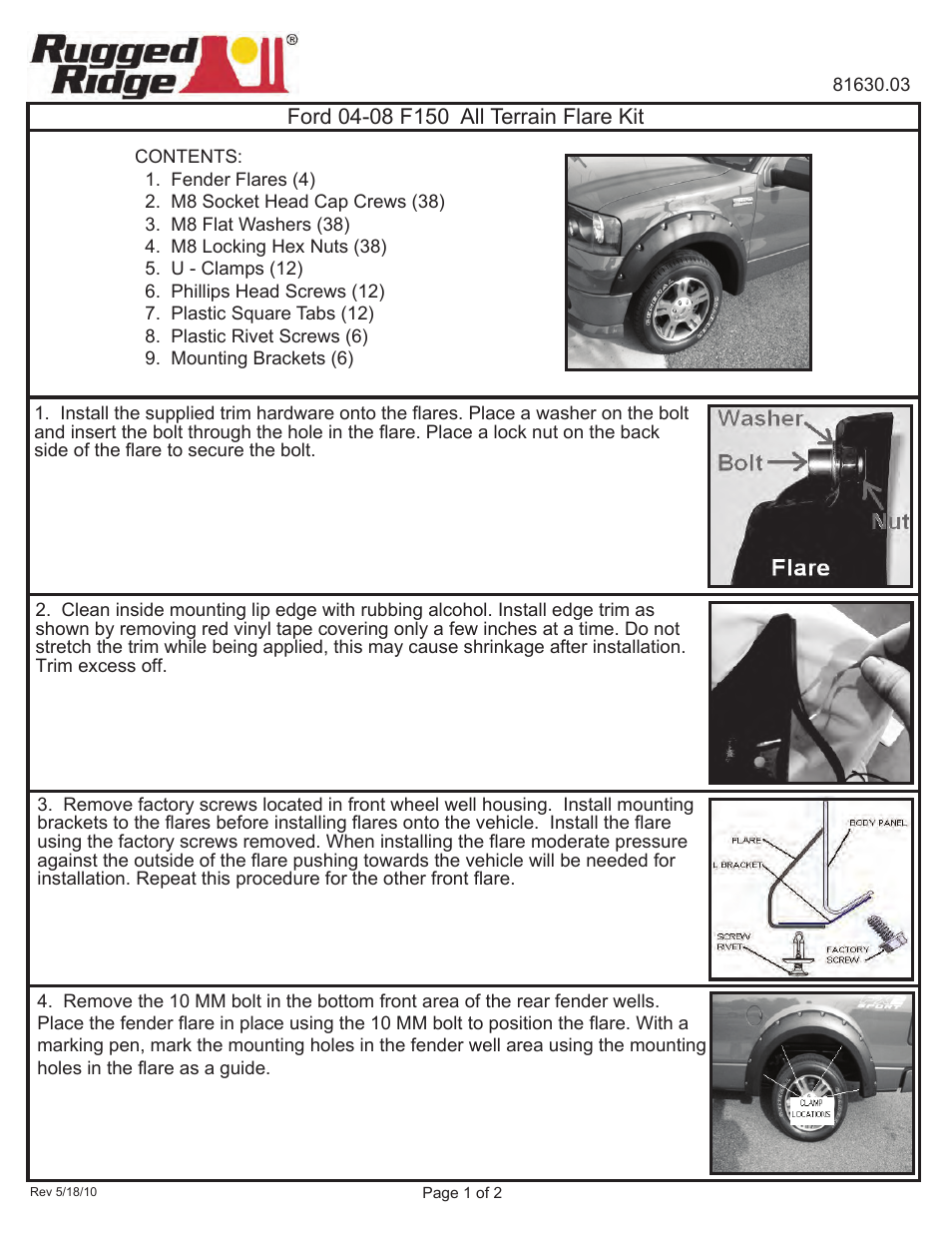 Rugged Ridge All Terrain Fender Flares, 04-08 Ford F-150 Trucks User Manual | 1 page
