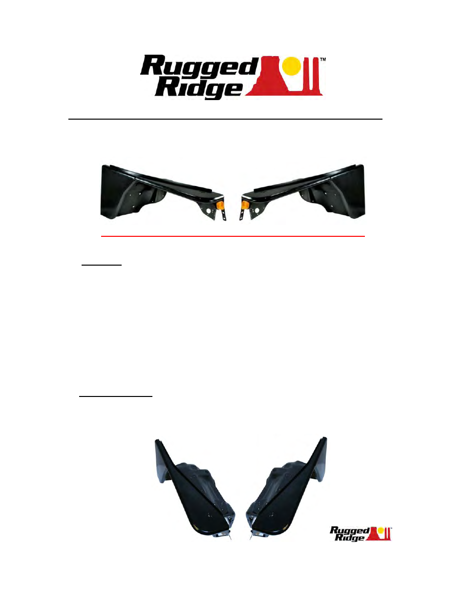 Rugged Ridge RRC Tubular Steel Flat Fender, Left, 97-06 Jeep Wrangler User Manual | 3 pages