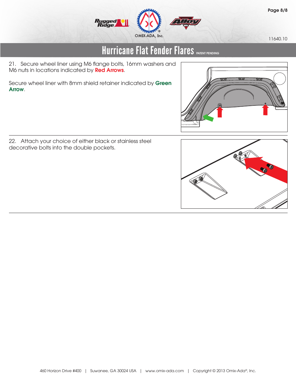 Hurricane flat fender flares | Rugged Ridge Hurricane Flat Fender Flare Kit, 07-14 Wrangler User Manual | Page 10 / 12
