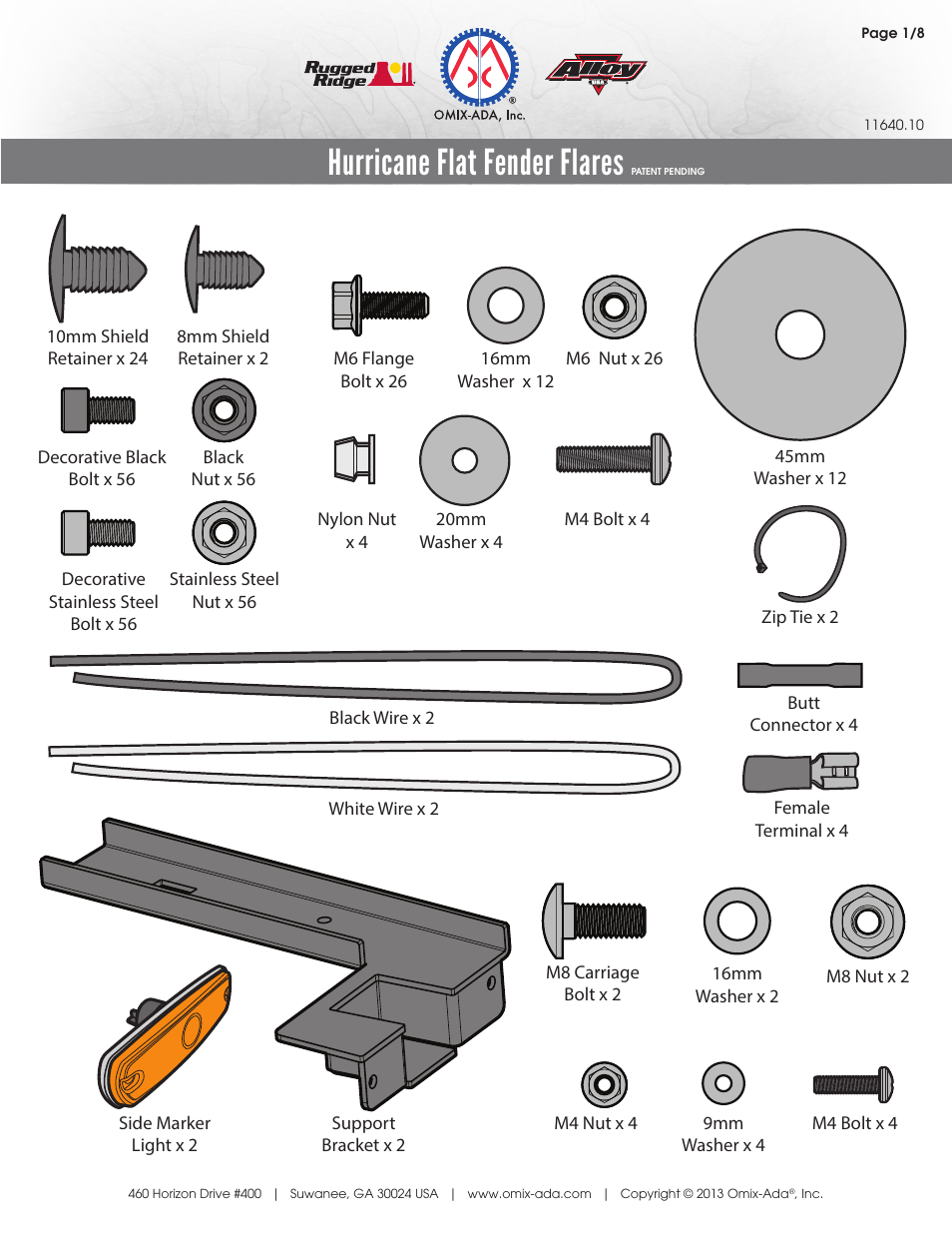 Hurricane flat fender flares | Rugged Ridge Hurricane Flat Fender Flare Kit, 07-14 Wrangler User Manual | Page 3 / 12