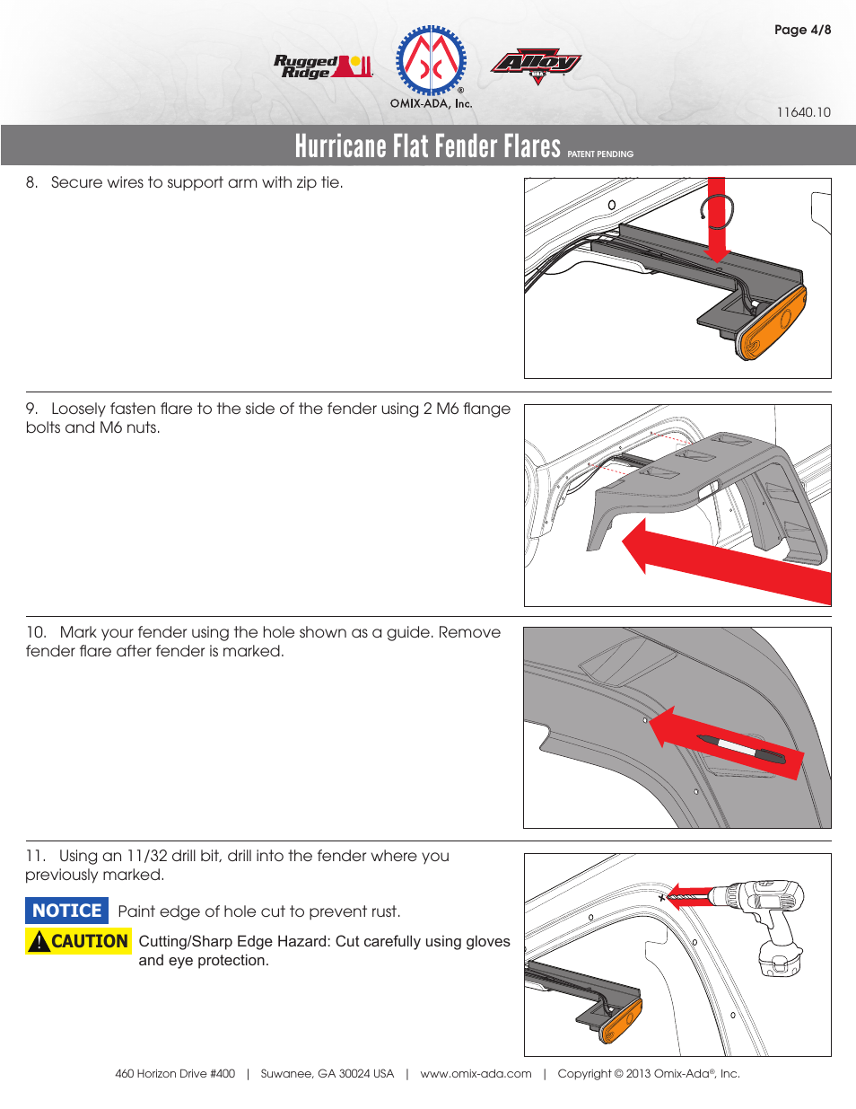 Hurricane flat fender flares | Rugged Ridge Hurricane Flat Fender Flare Kit, 07-14 Wrangler User Manual | Page 6 / 12