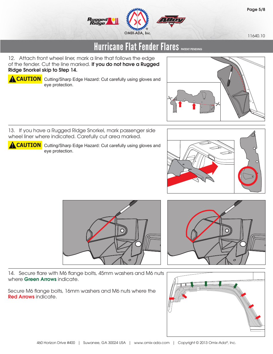Hurricane flat fender flares | Rugged Ridge Hurricane Flat Fender Flare Kit, 07-14 Wrangler User Manual | Page 7 / 12