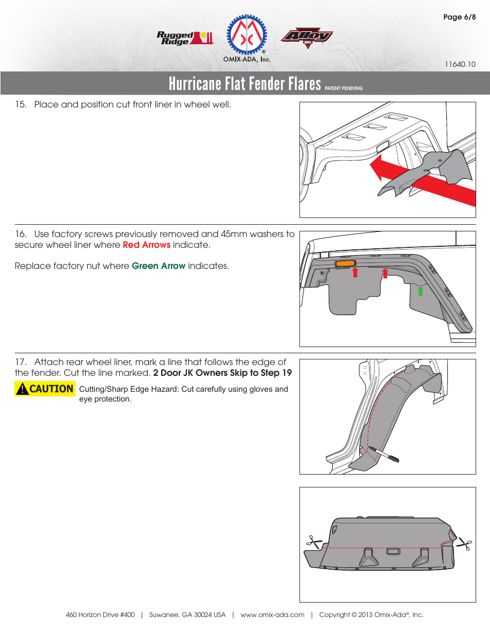 Hurricane flat fender flares | Rugged Ridge Hurricane Flat Fender Flare Kit, 07-14 Wrangler User Manual | Page 8 / 12