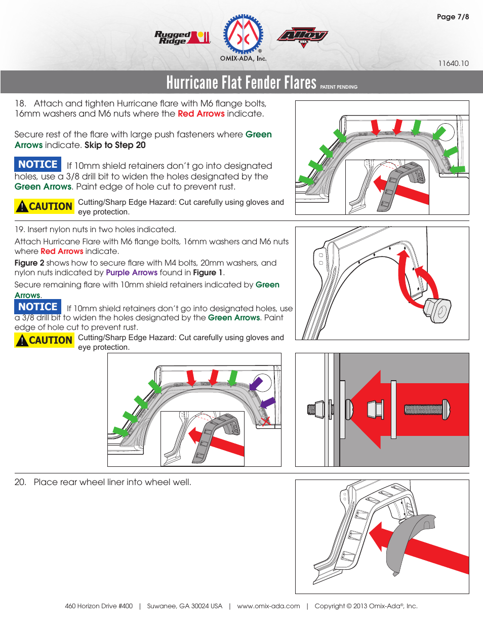 Hurricane flat fender flares | Rugged Ridge Hurricane Flat Fender Flare Kit, 07-14 Wrangler User Manual | Page 9 / 12