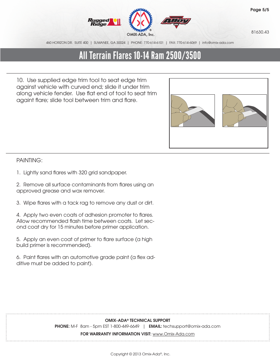 Rugged Ridge Fender Flare Kit, 10-14 Ram 2500 and 3500 Pickups User Manual | Page 5 / 5