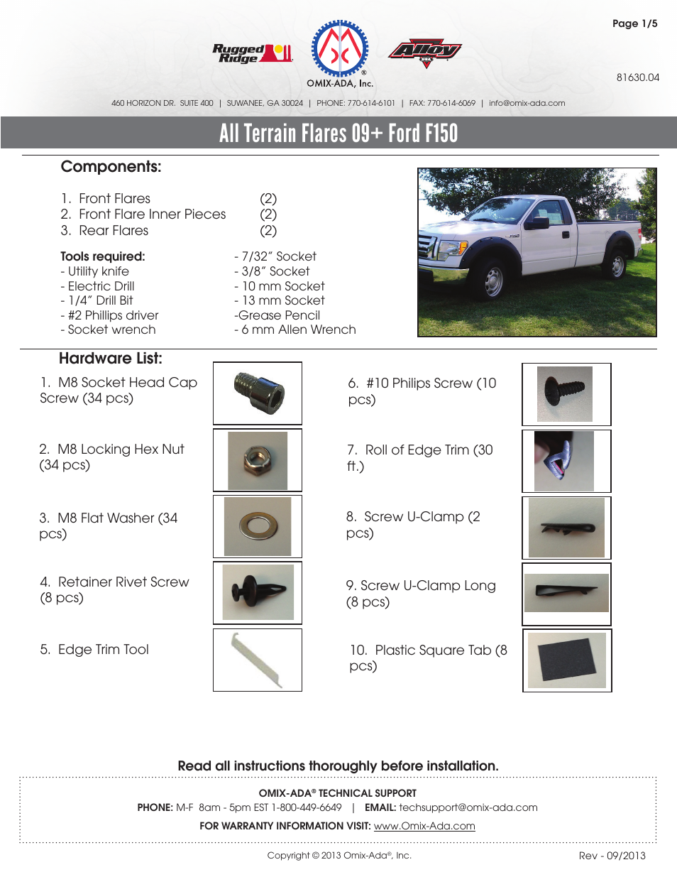 Rugged Ridge Fender Flare Kit, 09-14 Ford F-150 User Manual | 6 pages