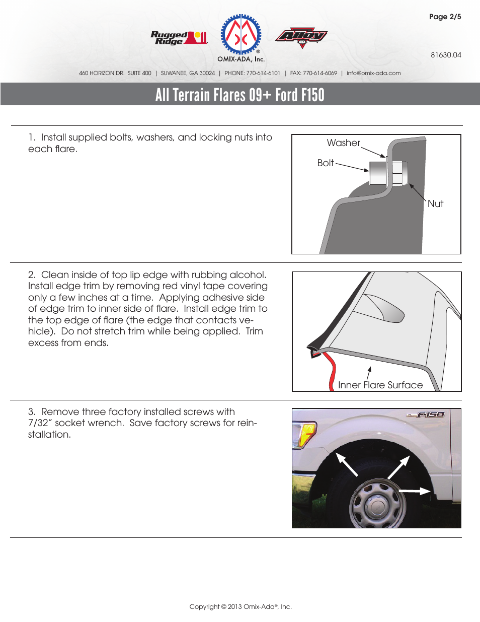 Rugged Ridge Fender Flare Kit, 09-14 Ford F-150 User Manual | Page 2 / 6