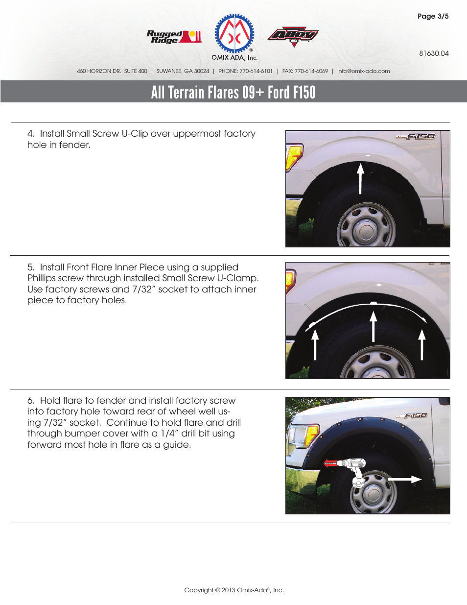 Rugged Ridge Fender Flare Kit, 09-14 Ford F-150 User Manual | Page 3 / 6