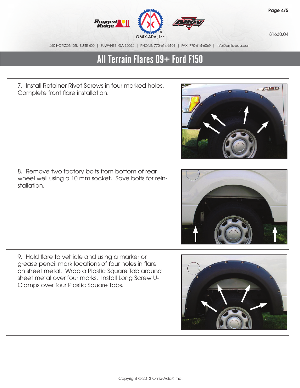 Rugged Ridge Fender Flare Kit, 09-14 Ford F-150 User Manual | Page 4 / 6