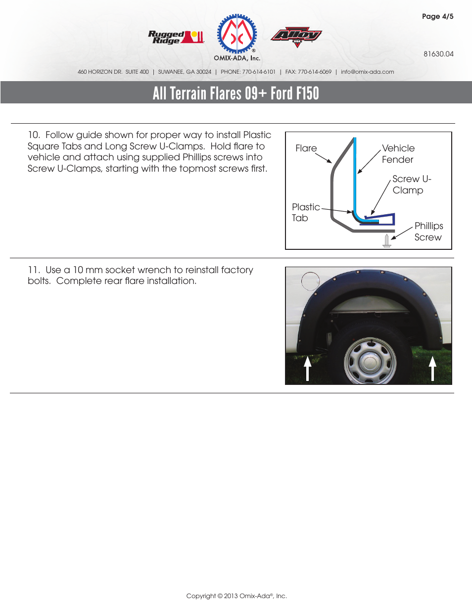 Rugged Ridge Fender Flare Kit, 09-14 Ford F-150 User Manual | Page 5 / 6
