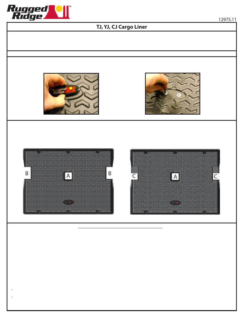 Rugged Ridge Cargo Liner, Black, 97-06 Wrangler/Unlimited (TJ/LJ) User Manual | 1 page