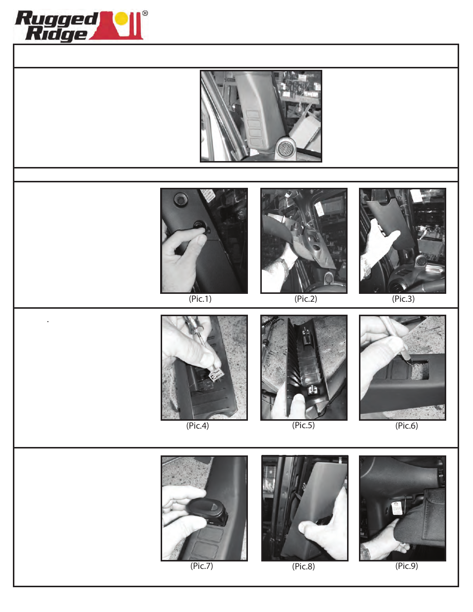 Rugged Ridge A-Pillar Switch Pod Kit, Black, LHD, 07-10 Jeep Wrangler (JK) User Manual | 1 page