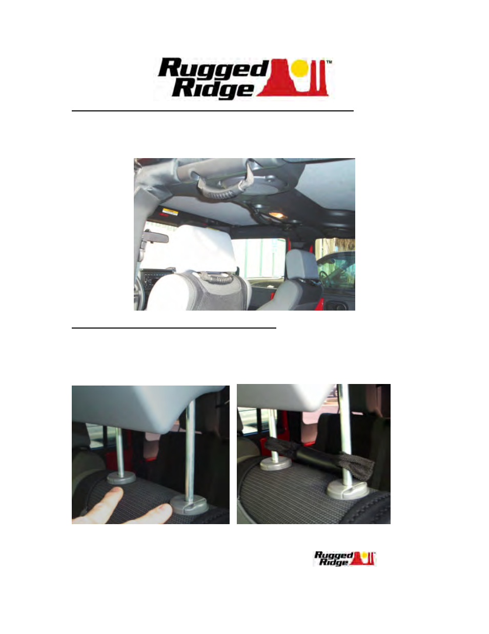 Rugged Ridge Front Headrest Grab Handles, Black, 07-14 Jeep Wrangler User Manual | 4 pages