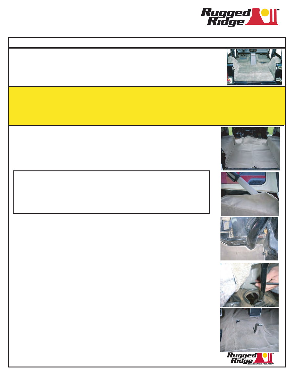Rugged Ridge Deluxe Carpet Kit, Honey, 97-06 Jeep Wrangler (TJ) User Manual | 1 page