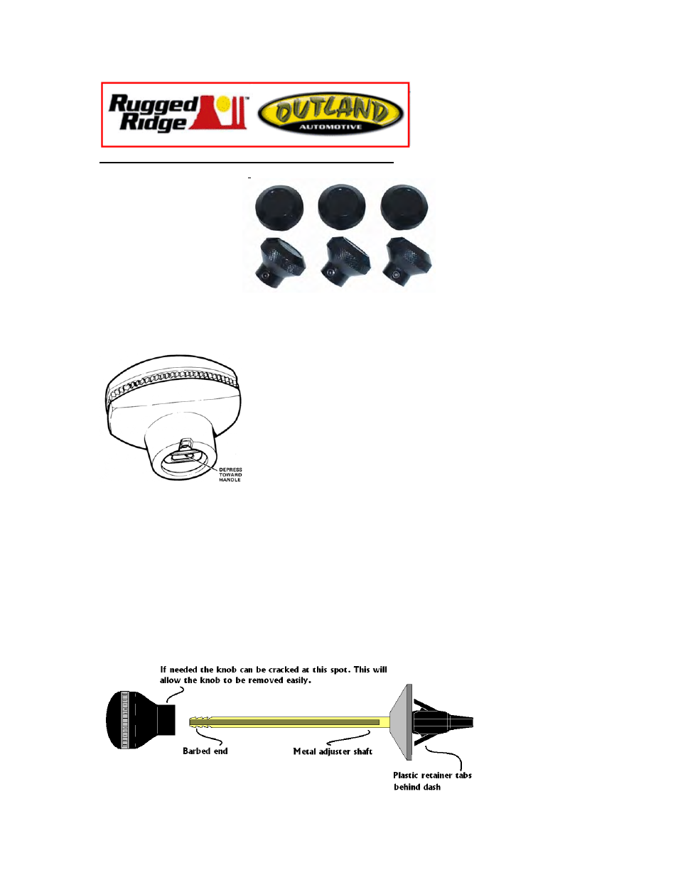 Rugged Ridge Billet Aluminum Dash Knob Set, Black, 76-86 Jeep CJ Models User Manual | 1 page