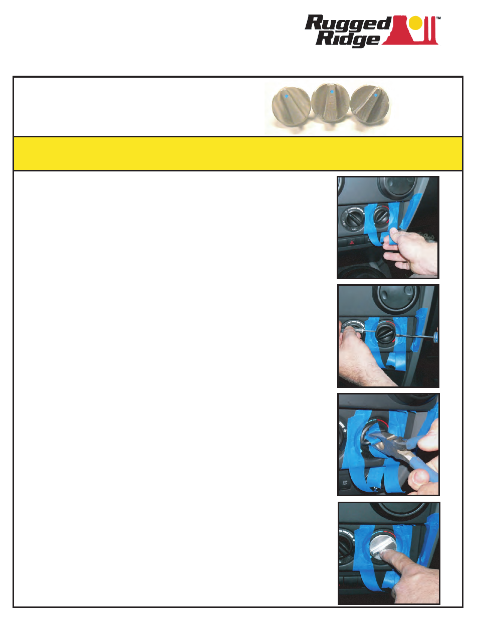 Rugged Ridge Aluminum Climate Control Knob Set, Blue, 07-10 Jeep Wrangler (JK) User Manual | 1 page