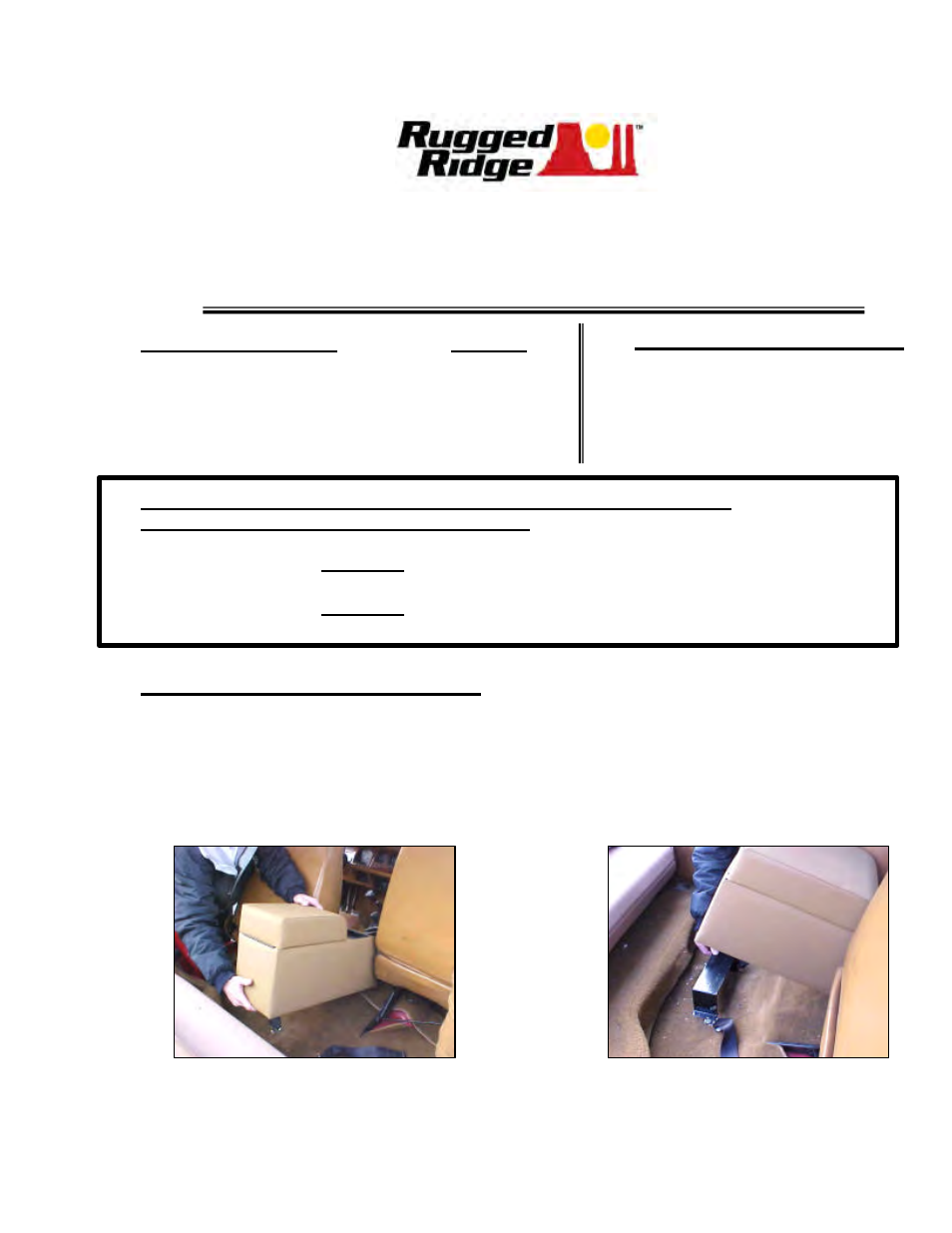 Rugged Ridge Ultimate Locking Console, Spice, 76-95 Jeep CJ & Wrangler User Manual | 5 pages