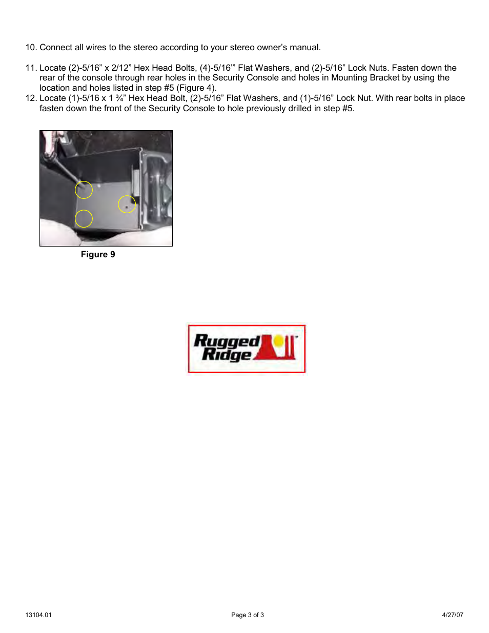 Rugged Ridge Stereo Security Console, Gray, 76-95 Jeep CJ & Wrangler User Manual | Page 3 / 3