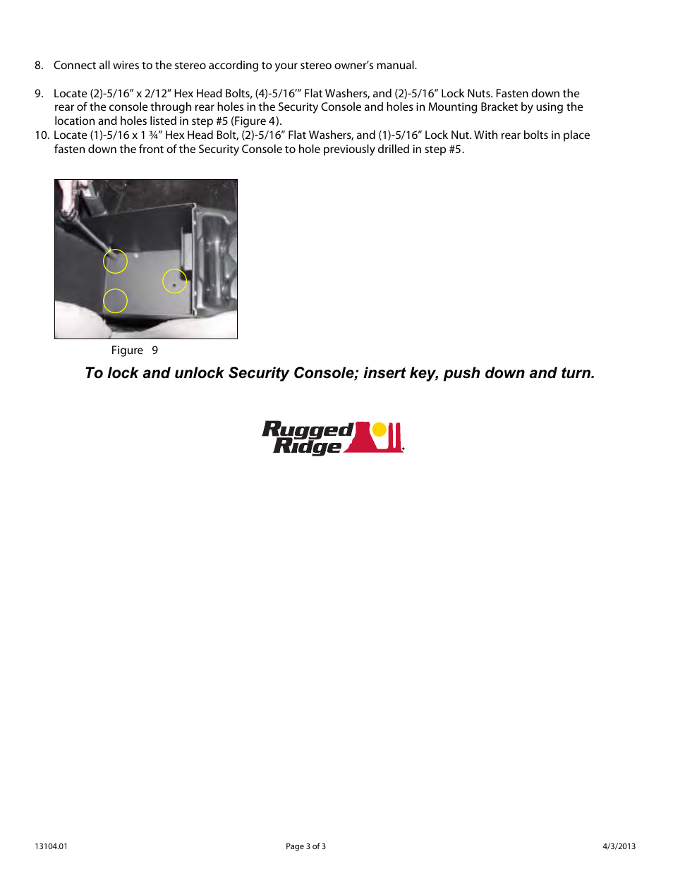 Rugged Ridge Stereo Security Console, Spice, 76-95 Jeep CJ & Wrangler User Manual | Page 3 / 3