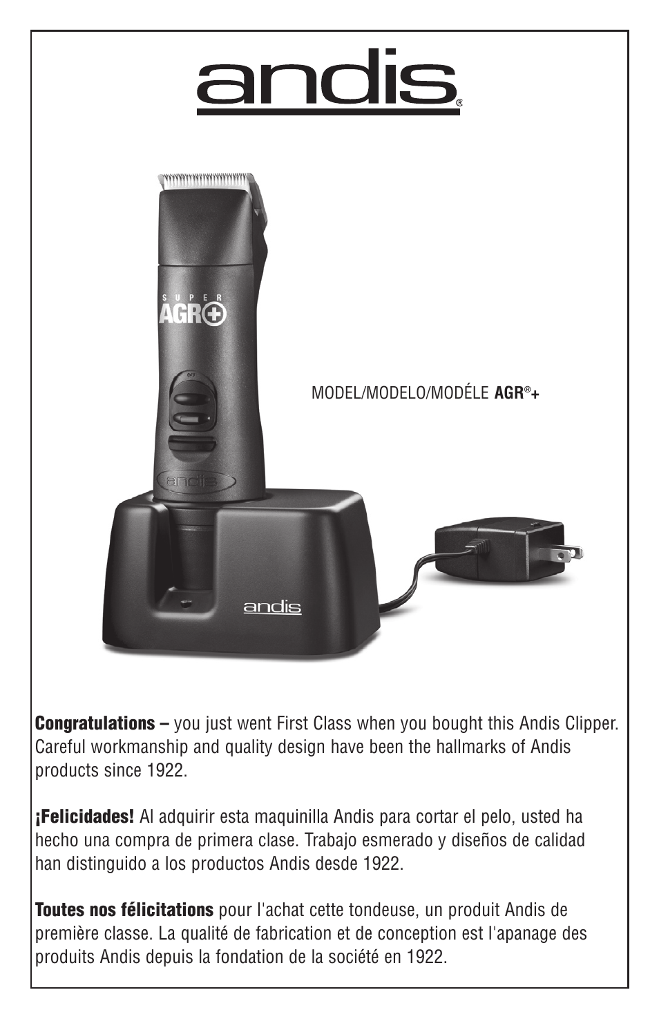 Andis Company AGR+ User Manual | 13 pages