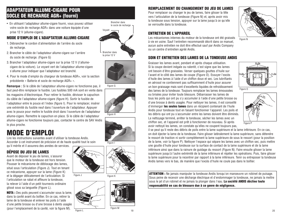 Mode d'emploi | Andis Company AGR+ User Manual | Page 11 / 13