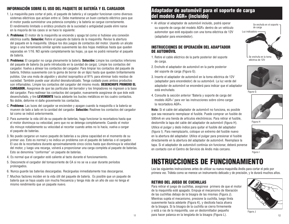 Instrucciones de funcionamiento | Andis Company AGR+ User Manual | Page 7 / 13