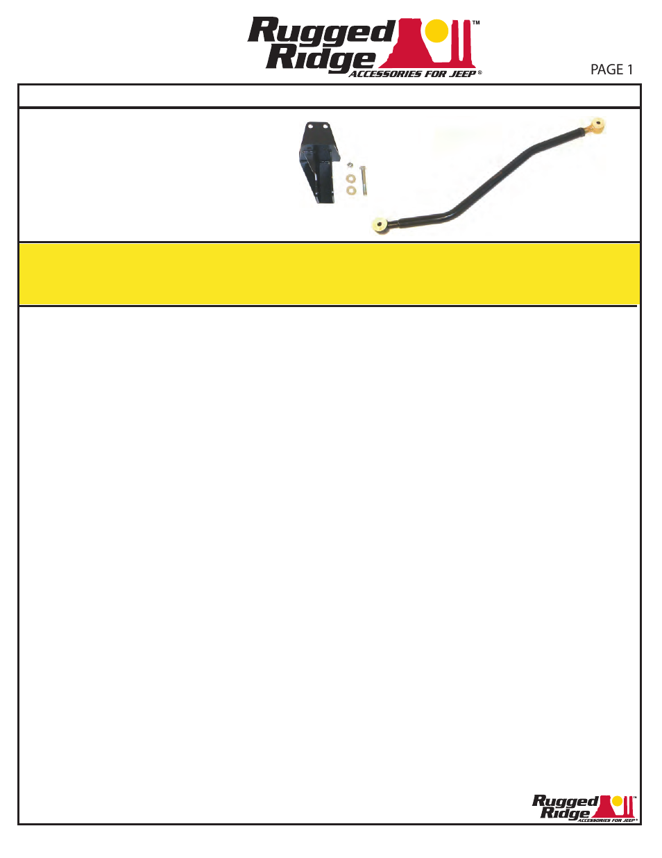 Rugged Ridge HD Adj. Front Track Bar, 84-01 Jeep Cherokee User Manual | 2 pages