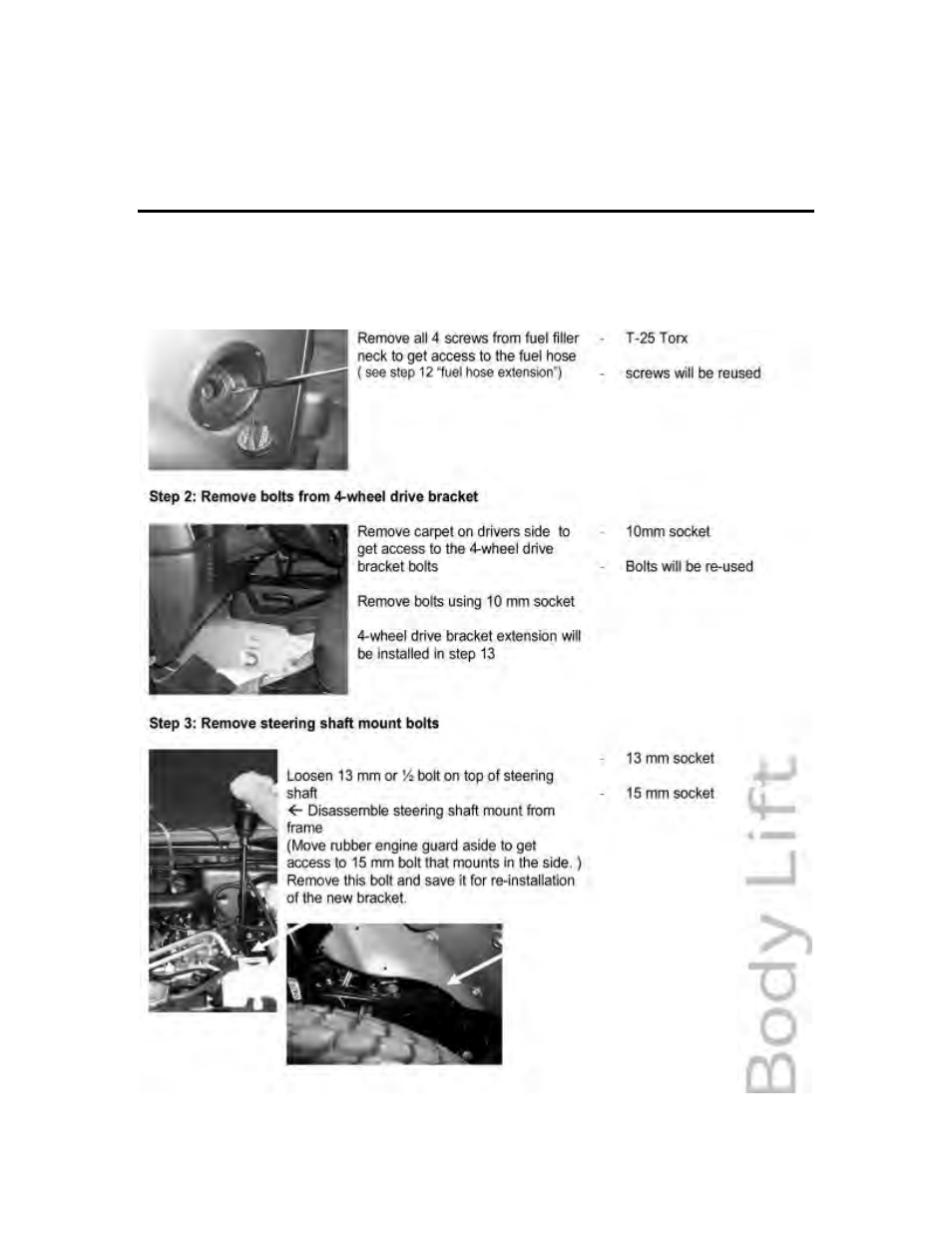 Rugged Ridge 3 Inch Body Lift, 97-06 Jeep Wrangler (TJ) User Manual | 11 pages