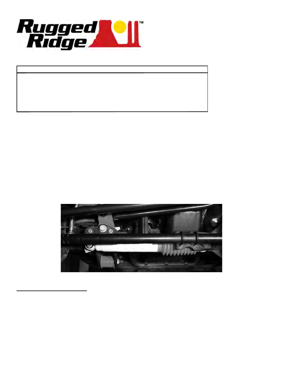 Rugged Ridge Steering Stabilizer, 07-14 Jeep Wrangler (JK) User Manual | 1 page