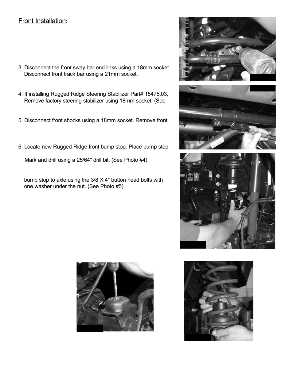 Front installation | Rugged Ridge 4-Inch Lift Kit without Shocks, 07-14 Jeep Wrangler (JK) User Manual | Page 2 / 6