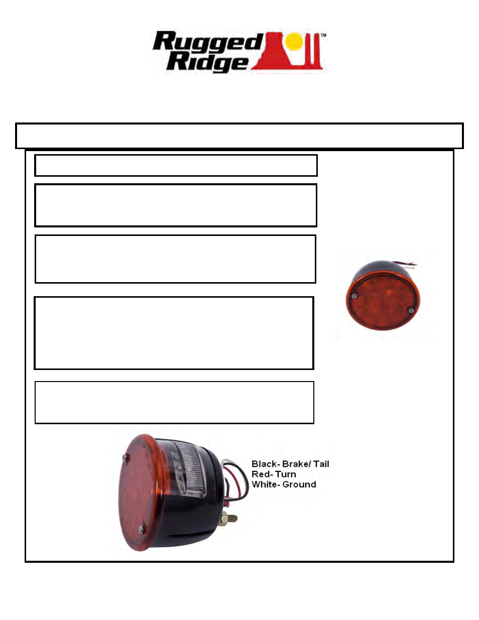 Rugged Ridge LED Tail Light Assembly, Left Side, 46-75 Willys & Jeep CJ Models User Manual | 1 page