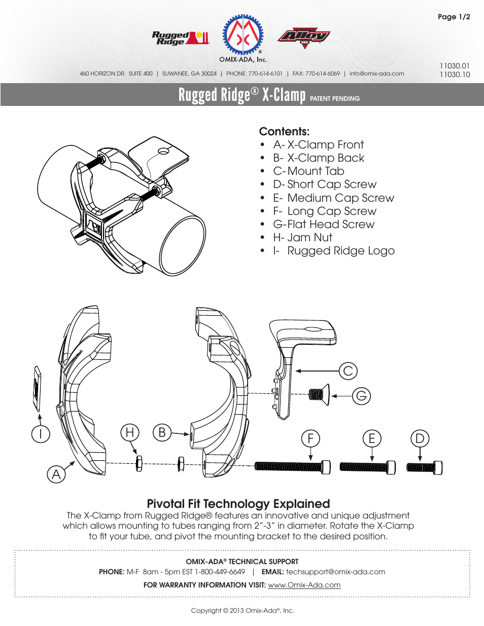 Rugged Ridge X-Clamp and LED Light Kit, Black, 1-Piece User Manual | 2 pages