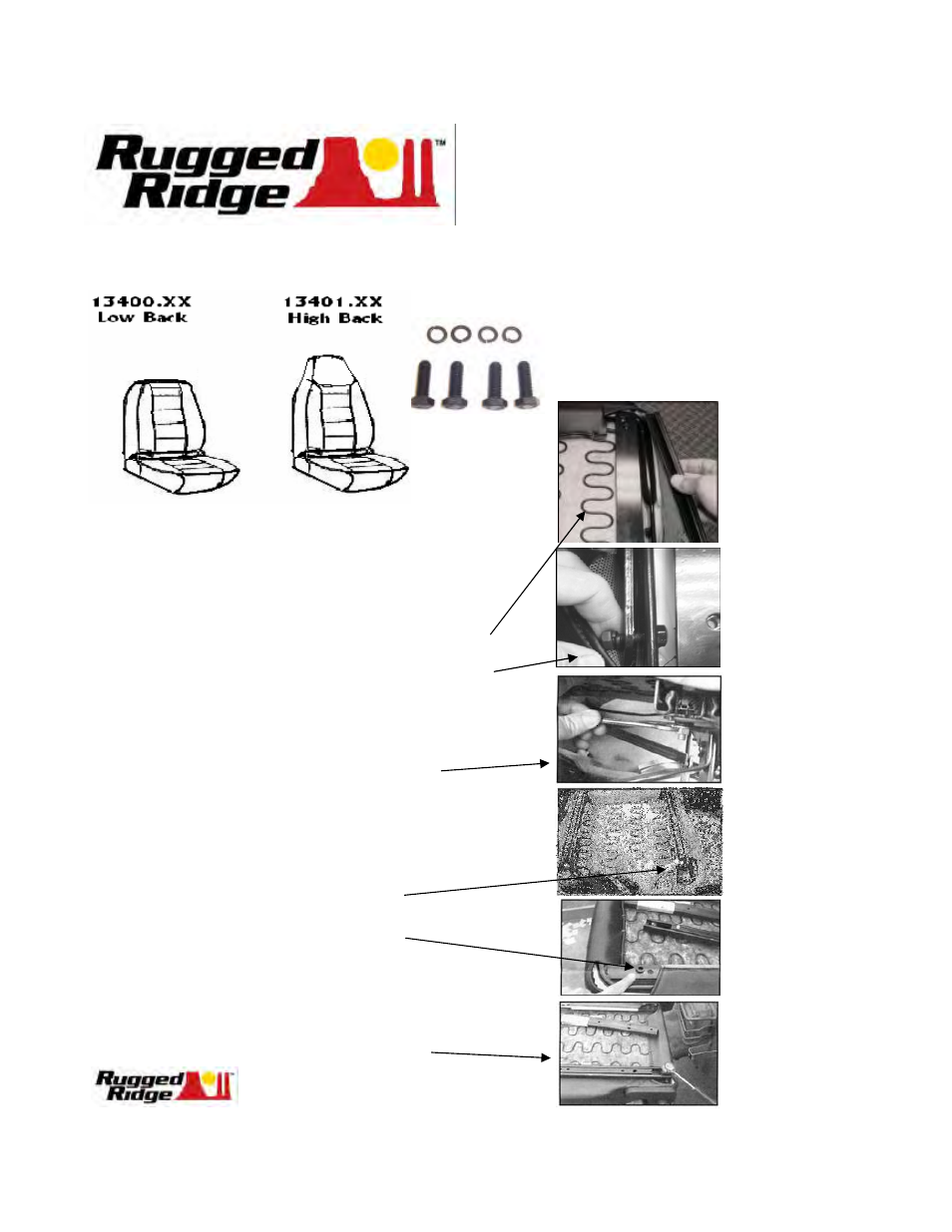 Rugged Ridge Low-Back Front Seat, Non-Recline, Black, 55-86 Jeep CJ Models User Manual | 1 page