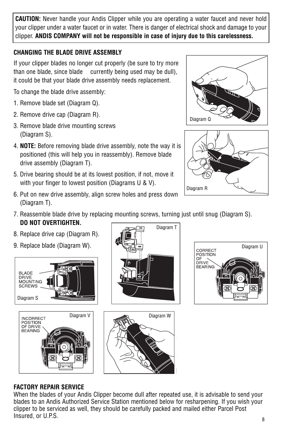 Andis Company Model BGR BGRC User Manual | Page 9 / 26