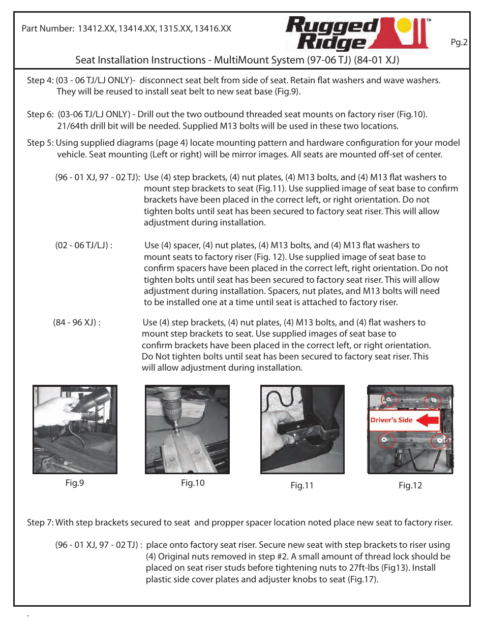 Rugged Ridge High-Back Front Seat, Reclinable, Blk Denim, 97-06 Jeep Wrangler (TJ) User Manual | Page 2 / 4