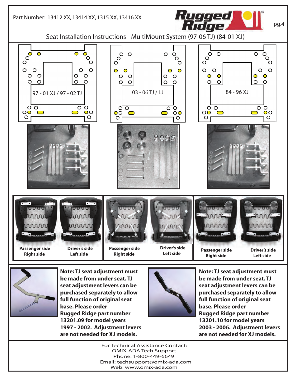 Rugged Ridge High-Back Front Seat, Reclinable, Gray, 84-01 Jeep Cherokee (XJ) User Manual | Page 4 / 4
