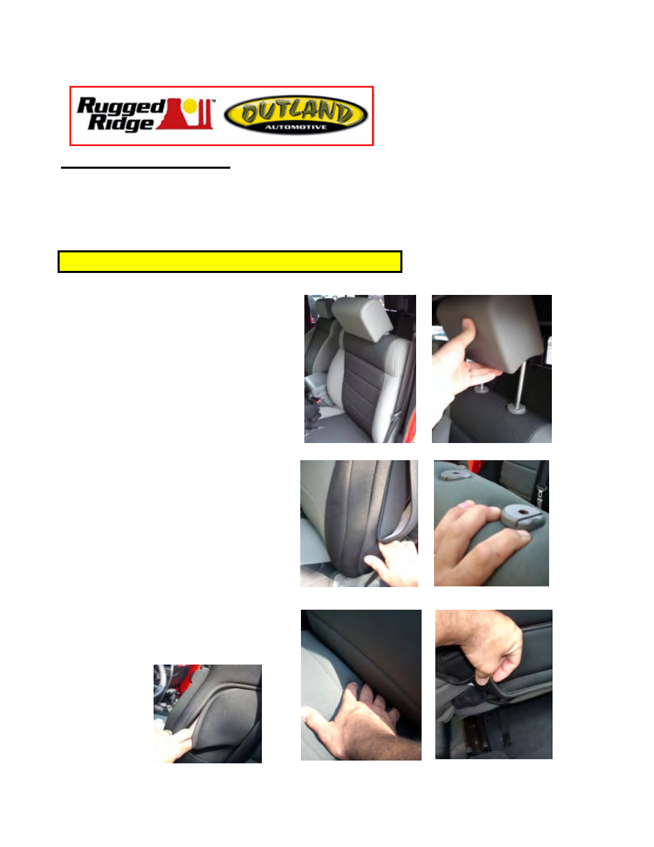 Rugged Ridge Neoprene Front Seat Covers, Black & Red, 07-10 Jeep Wrangler User Manual | 2 pages