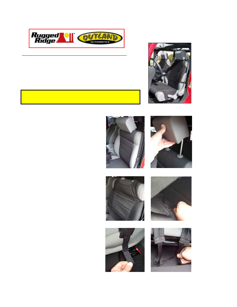 Rugged Ridge Neoprene Seat Protector Vests, Gray, 07-14 Jeep Wrangler (JK) User Manual | 2 pages