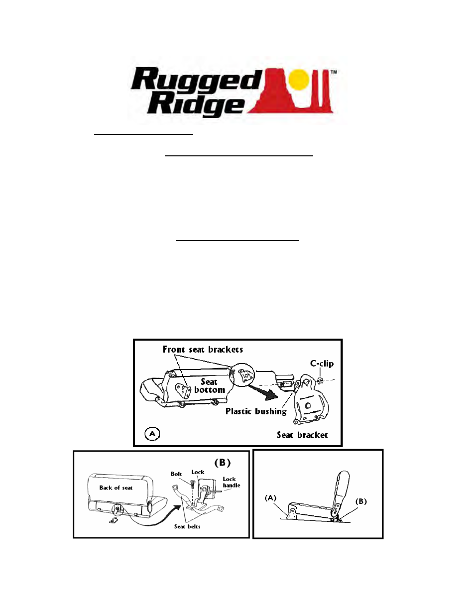 Rugged Ridge Fold & Tumble Rear Seat, Gray, 97-02 Jeep Wrangler (TJ) User Manual | 1 page